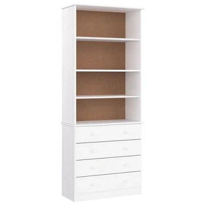 Imagen de vidaXL Librería con cajones Alta Madera de Pino Blanco 77x35x186,5 cm, librería, Armario almacenaje, Soporte para Libros, estantería Libros