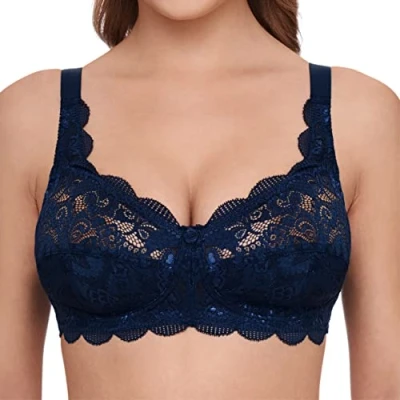 Imagen de Susa BH ohne Bügel aus elastischer Spitze 7814 Latina Sujetador, Semitranslúcida, Azul (Marine 022), 75B para Mujer