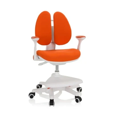 Imagen de hjh OFFICE 736419 Silla para niños Kid Wing Tela Naranja Práctico reposapiés Regulable en Altura, Giratorio