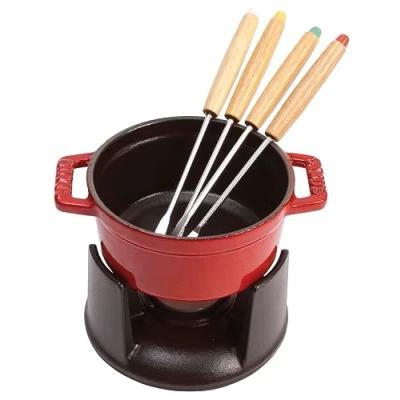 Imagen de Staub Mini Set Fondue, Hierro Fundido, Rojo Cereza, 10 cm