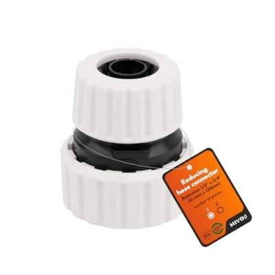 Imagen de MIVOS Conector de manguera 1/2 pulgadas a 3/4 Reducción jardín Fabricado en un 90% plástico reciclado Acoplamiento 1/2&quot; (13 mm) por 3/4&quot; (19