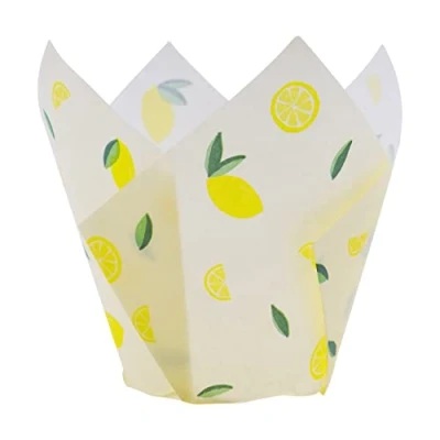 Imagen de 24 Cápsulas de Papel para Cupcakes PME en forma tulipán, Limones