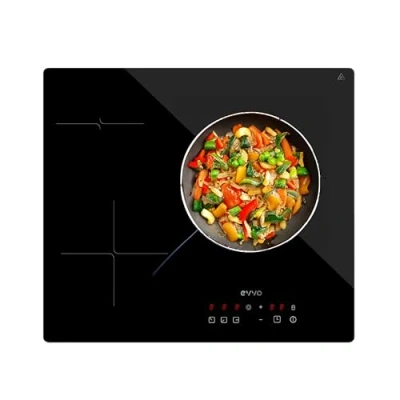 Imagen de EVVO Placa Vitrocerámica 3 Fuegos de cocinado, Potencia máxima 5.700W, Bloqueo Infantil, 9 Niveles Potencia, Máx Diámetro 30 cm, Control Táctil, Apagado Automático, Indicador Calor (Modelo: V60)