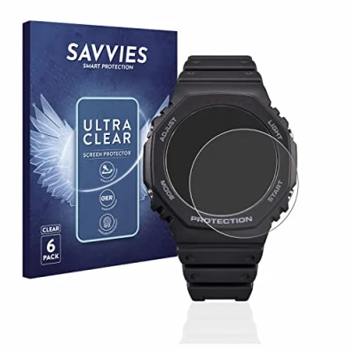 Imagen de savvies Protector Pantalla para Casio G Shock GA B2100 (6 Unidades) Película Ultra Transparente