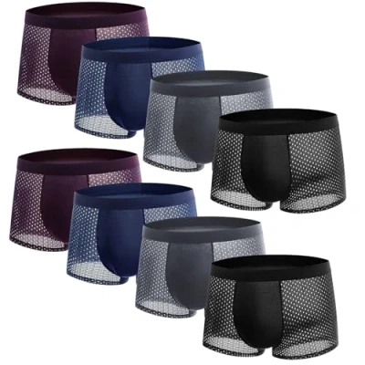 Imagen de WYFDCL Boxhero Calzoncillos Boxer de Fibra Bambú, Bambú Drop Daddy, Boxero (Mix 8PCS,4XL)