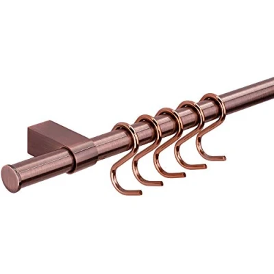 Imagen de Gedotec sistema de montaje pared para cocina, latón y bronce mate, juego barandillas, longitud 600 mm, rieles con 5 ganchos en S material fijación, 1 completo