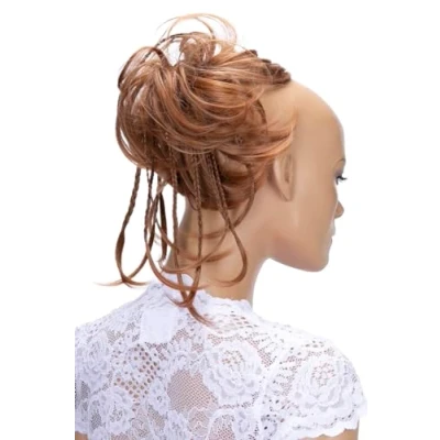 Imagen de CAISHA XXL Postizo Cinta Para El Pelo Ligeramente Ondulado Moño Anillo De Goma Con Marrón Claro G15D