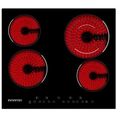 Imagen de Placa vitrocerámica Infiniton VIT4T23, 4 zonas, Zona grande 22 cm, Touch Control, 60 Negro