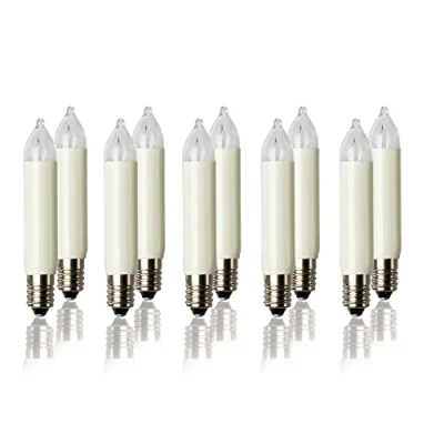 Imagen de Hellum Velas de repuesto para arco flotante, 10 unidades, 34 V, 3 W, árbol Navidad, velas, cadenas luces interiores y exteriores, con 7 focos, bombillas E10, 22