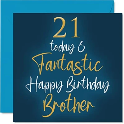 Imagen de Stuff4 Fantásticas tarjetas de cumpleaños 21 para hermano, hoy y fantásticas, tarjeta feliz hermano hermana, regalos felicitación