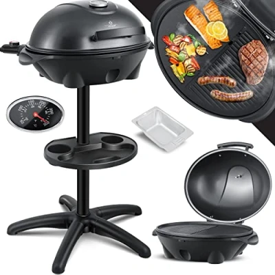 Imagen de KESSER® parrilla de columna eléctrica 2 en 1 mesa pie con tapa máximo Termómetro 2400W Revestimiento antiadherente Placa XXL