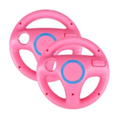 Imagen de AMEEGO Steering Wheel Design Stand Mario Kart Racing Game For Wii Controller 2PCS (Pink)