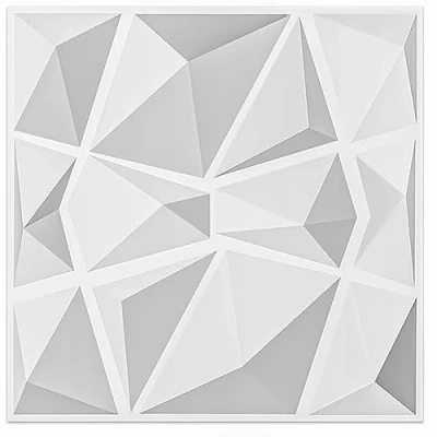 Imagen de Art3d 12 piezas Paneles de pared 3D diamante 50 x cm, PVC alta rigidez, indeformable, reciclable, impermeable, resistente al calor, inodoro, blanco, 3㎡
