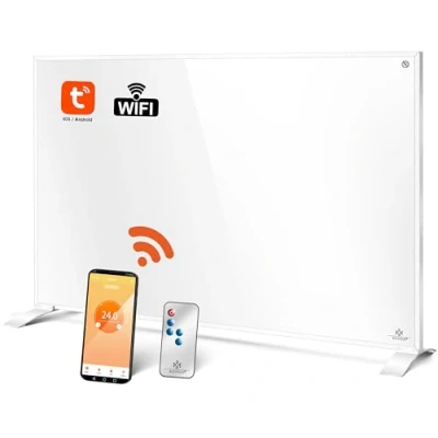 Imagen de KESSER® calefacción por infrarrojos de bajo consumo, soporte y montaje en pared, eléctrica 550 W, con mando a distancia, termostato control aplicación, panel