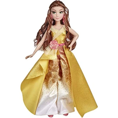Imagen de Hasbro Disney Prinzessin Style Serie 08 Belle, Modepuppe Moderno con Accesorios, für Mädchen AB 6 años, Color Dorado (0)