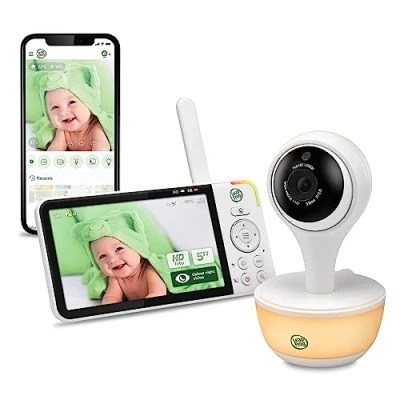 Imagen de Leap Frog LF815HD Vigilabebés de vídeo con Pantalla HD a Color 5 Pulgadas, WiFi, Sensor Temperatura y Humedad, Lente Gran Angular, interfono, luz Nocturna Color, Zoom 8X, Perfil sueño