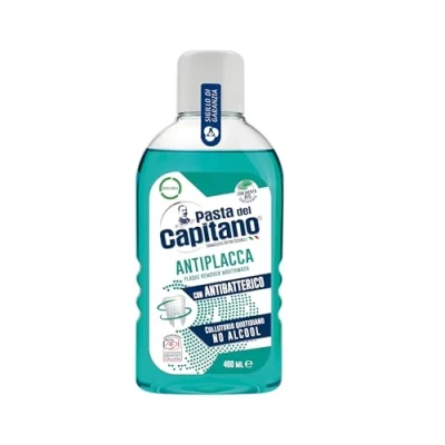 Imagen de Pasta del Capitano, Enjuague Bucal Antiplaca, Diario sin Alcohol, Ejerce una Eficaz Acción con Antibacteriano, 100% Made in Italy, Botella de 400 ml