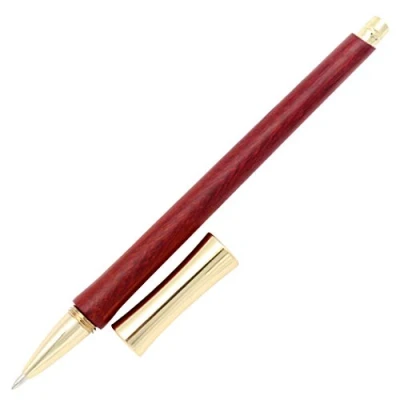 Imagen de Gullor hecho a mano de madera tinta líquida Rollerball pluma A807, tapa la oro, regalo creativo pluma, rojo