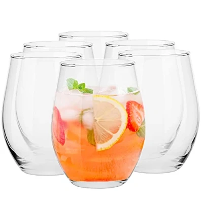 Imagen de TREND FOR HOME Grandes Vasos Aqua 624 ml Juego de 6 Cocktail Zumo Copa Vino Vaso Vidrio Transparente Copas Blanco Apto para Lavavajillas Sofia