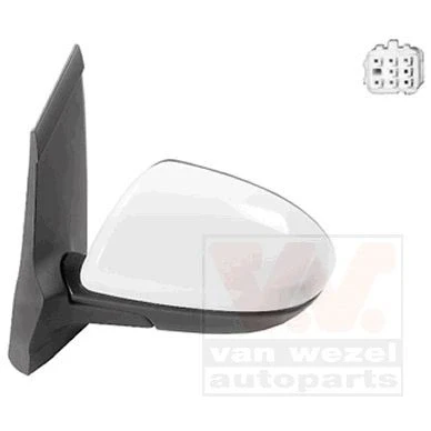 Imagen de espejo retrovisor Van Wezel 2741827 izquierda imprimado completo, convexo, para ajuste elect. espejo, abatible eléctricamente, calefactable
