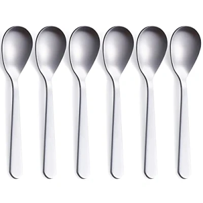 Imagen de FULLYWARE Demitasse cucharas de café con acabado satinado acero inoxidable, mini cucharaditas, azúcar, 4.7 pulgadas, juego 6
