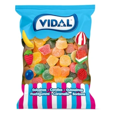 Imagen de Vidal Golosinas. Parisien Azúcar. Caramelo de goma sabores surtidos: Piña, Limón, Fresa, Manzana y Naranja. Bolsa 1 kg.
