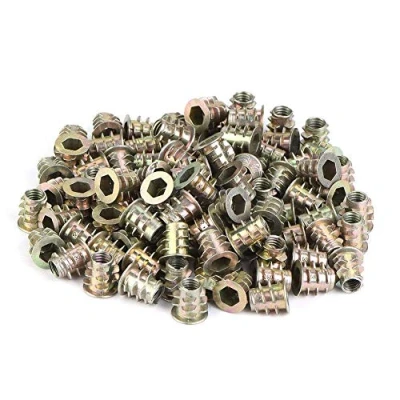 Imagen de M4/M5 tuerca hexagonal roscada de aleación zinc, fijación en el interior, insertada con tornillo para muebles madera (M5 x 10 (100 unidades)