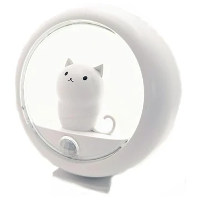 Imagen de SEG Luz Nocturna Infantil con bateria Led Gato Quitamiedos Sensor Movimiento Recargable 3 Modos Iluminacion Blanco Calido para Casa Pasillo Escaleras Lamparilla Magnética Pared
