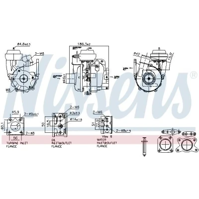 Imagen de NISSENS 93615 Turbocompresor de gases escape refrigerado con aceite, rerigerado por agua neumático sin colector admisión