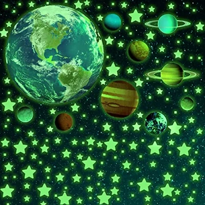 Imagen de SnailGarden 470 Piezas Pegatina Pared Fluorescente,Luminoso Sistema Solar y Estrellas Luminosas de la Habitación Para Chico Niño Bebé