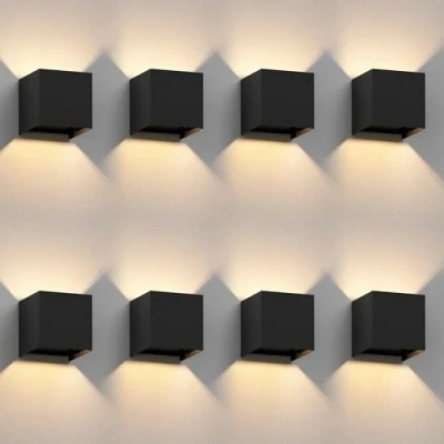Imagen de ledscom.de 8 pzas. aplique CUBEL para exterior, IP65, up/downlight, negro mate, angular, 1x G9 máx. 10W