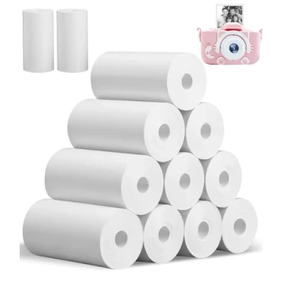 Imagen de 12 Rollos de Papel Térmico para cámaras instantáneas Recarga impresión niños 57 x 29 mm 7m Termico, Sin BPA