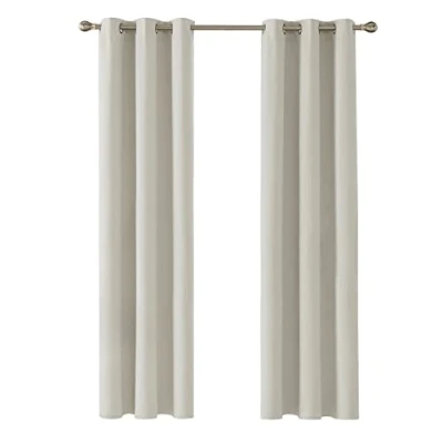 Imagen de Deconovo Cortinas Opacas con Ojales para Dormitorio, térmicas, Gruesas, protección térmica, 229 x 107 cm, Color Beige Claro