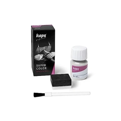 Imagen de Tinte para Zapatos y Bolsos de Cuero Textil con Esponja Brocha, Kaps Super Color, 70 Colores (101 blanco)