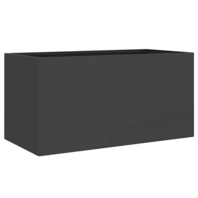 Imagen de vidaXL Jardinera, Macetero para Plantas Flores Hierbas, Soporte Macetas, Arriate Elevado Jardín Patio Terraza Balcón, Acero Negro