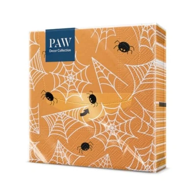 Imagen de PAW Servilletas de Papel 3 Capas (33 x 33 cm) 20 Unidades Decorativas con Temática Halloween Ideal para Decoración Eventos Color: Spider&#039;s Web