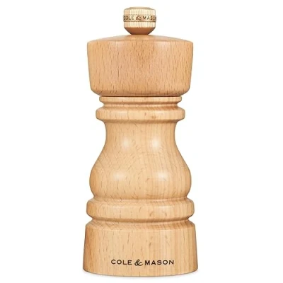 Imagen de Cole &amp; Mason H233003 London Haya Natural Molinillo de Sal, Precision+/Molienda Ajustable, Madera Haya, 130mm, Incluye 1 x Molino, Garanzia del Meccanismo a Vita