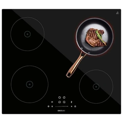 Imagen de Cecotec Placa de Inducción Bolero Squad I 4200 Potencia Máx. 7200 W, 4 Fuegos, 9 Niveles, Temporizador, Touch Slider Control, Boqueo Seguridad y Encendido Rápido