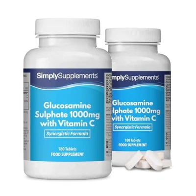 Imagen de Glucosamina 1000mg con Vitamina C 360 comprimidos(2x180 pack) Hasta 1 año de suministro Favorece la salud tus articulaciones SimplySupplements