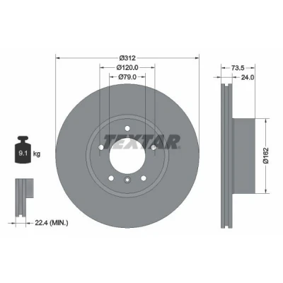 Imagen de TEXTAR PRO 92176103 Disco de freno 312 24 05/06 120 ventilación interna revestido sin perno sujeción rueda, buje rueda BMW: 3 Berlina