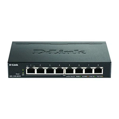 Imagen de D Link DGS 1100 08PV2/E, Switch Smart 8 Puertos Gigabit, PoE, Power Over Ethernet, Gestión Web, Layer 2, VLAN, IGMP Snooping, VoIP QoS, Seguridad Red Cable de alimentación la UE