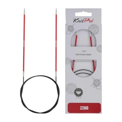 Imagen de Knit Pro Zing: Agujas de Tejer Circulares fijas: 60 cm x 2,50 mm, Aluminio, Rojo