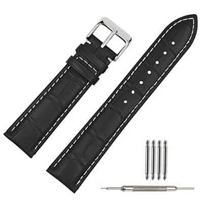 Imagen de Tstrap Reloj Correa Cuero 18mm Reemplazo de Suave Negra Deportiva para Hombre Mujer Hebilla Cierre Pulsera Relojes Inteligentes 14mm 16mm 19mm 20mm 21mm 22mm 23mm 24mm