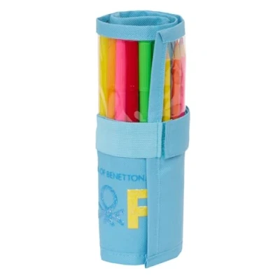 Imagen de Benetton Spring Estuche Enrollable Útiles Incluidos, Infantil, Niño, Ideal para Niños de 5 a 14 Años, Cómodo y Versátil, Calidad Resistencia, 7x20 cm, Color Celeste