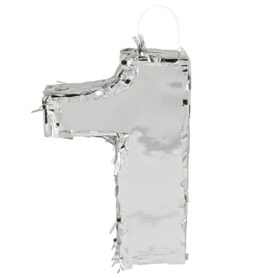 Imagen de Boland Piñata de números, 25 x 16 5 cm, número brillante para aniversario y cumpleaños, número, plata, decoración, juego fiestas