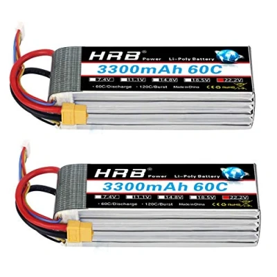 Imagen de HRB 2pcs 6S 22.2V 3300mAh 60C Batería Lipo con XT60 Plug para RC Helicóptero Avión Coche Barco