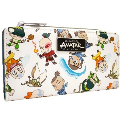 Imagen de Avatar The Last Airbender Toph Zuko Sokka Chibi Cartera/Billetera Doble con Bolsillo para Monedas &amp; Porta Tarjetas, Blanco