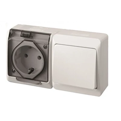 Imagen de FAMATEL Conmutador + Base Enchufe de empotrar IP54 Fácil instalación Alta estanqueidad del producto Libre hálogenos Protección Infantil Aluminio