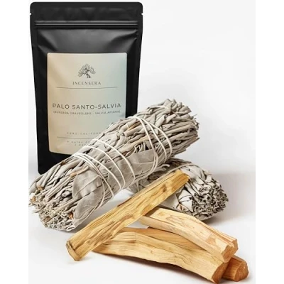 Imagen de Set de Incienso Salvia Blanca y Palo Santo: 2X para Incienso, 4X Santo rituales Limpieza aromaterapia