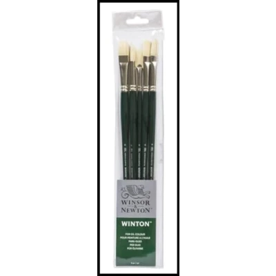Imagen de Winsor &amp; Newton Winton Pincel óleo y acrílico, Madera, Verde, SET DE 5